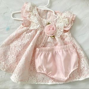 Miniclasix lace overlay dress and bloomers set